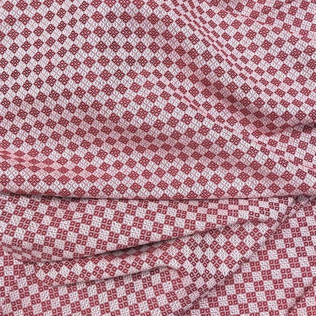 295 - Semi linen with diamond pattern Red