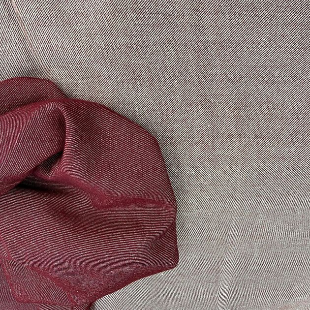 Linen & wool blanket - Denim pattern burgundy