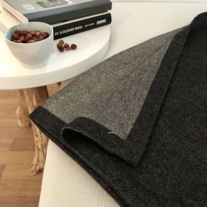 Linen & wool blanket - Denim pattern
